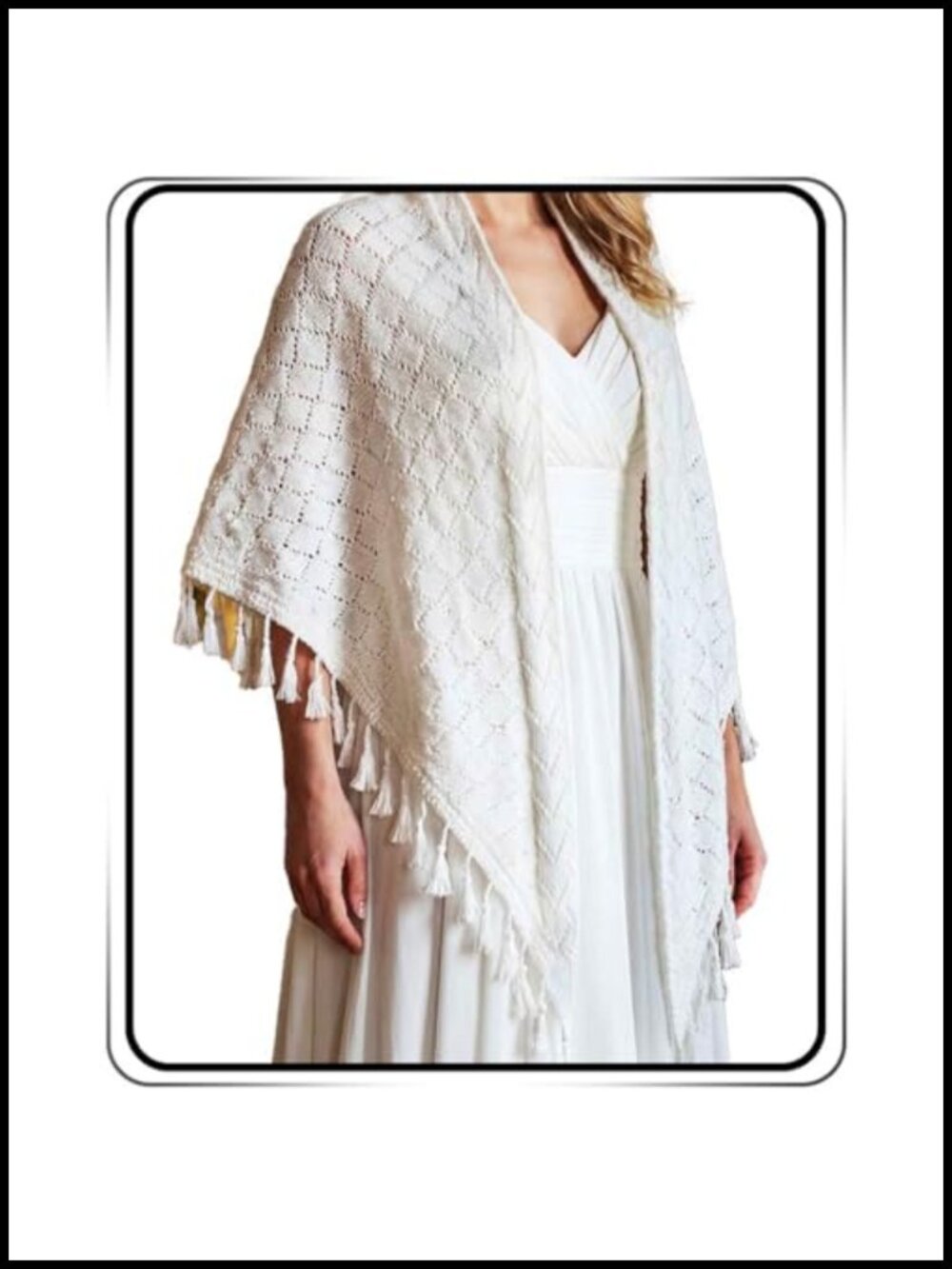 Women Knit Shawl Wrap Boho Fringe Crochet Scarf Wedding Cover Up
